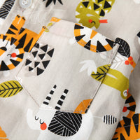 Load image into Gallery viewer, 2 Pieces Set Baby Kid Boys Animals Print Shirts And Solid Color Shorts Wholesale 230308279
