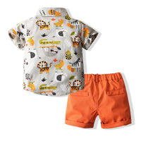 Load image into Gallery viewer, 2 Pieces Set Baby Kid Boys Animals Print Shirts And Solid Color Shorts Wholesale 230308279
