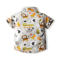 Load image into Gallery viewer, 2 Pieces Set Baby Kid Boys Animals Print Shirts And Solid Color Shorts Wholesale 230308279
