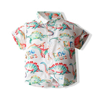 Load image into Gallery viewer, 2 Pieces Set Baby Kid Boys Dinosaur Print Shirts And Solid Color Shorts Wholesale 230308280
