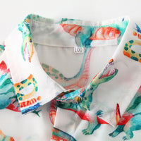 Load image into Gallery viewer, 2 Pieces Set Baby Kid Boys Dinosaur Print Shirts And Solid Color Shorts Wholesale 230308280
