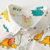 Load image into Gallery viewer, 2 Pieces Set Baby Kid Boys Dinosaur Print Shirts And Solid Color Shorts Wholesale 230308281
