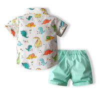 Load image into Gallery viewer, 2 Pieces Set Baby Kid Boys Dinosaur Print Shirts And Solid Color Shorts Wholesale 230308281
