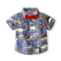 Load image into Gallery viewer, 2 Pieces Set Baby Kid Boys Dinosaur Print Shirts And Solid Color Rompers Wholesale 230308282
