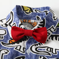 Load image into Gallery viewer, 2 Pieces Set Baby Kid Boys Dinosaur Print Shirts And Solid Color Rompers Wholesale 230308282
