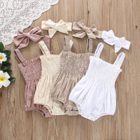 Load image into Gallery viewer, Baby Girls Solid Color Rompers Wholesale 230308293
