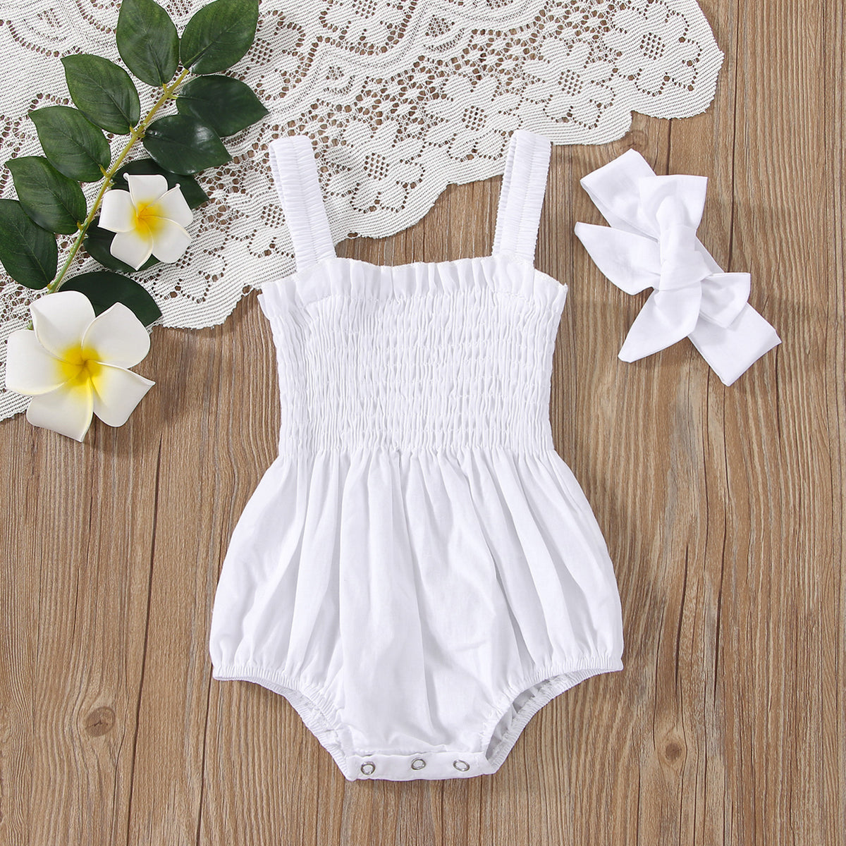 Baby Girls Solid Color Rompers Wholesale 230308293