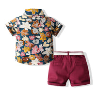 Load image into Gallery viewer, 2 Pieces Set Baby Kid Boys Tropical Shirts And Solid Color Shorts Wholesale 230308300
