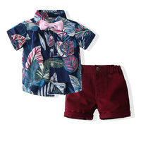 Load image into Gallery viewer, 2 Pieces Set Baby Kid Boys Tropical Shirts And Solid Color Shorts Wholesale 230308302
