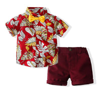 Load image into Gallery viewer, 2 Pieces Set Baby Kid Boys Tropical Shirts And Solid Color Shorts Wholesale 230308302
