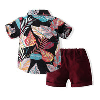 Load image into Gallery viewer, 2 Pieces Set Baby Kid Boys Tropical Shirts And Solid Color Shorts Wholesale 230308302
