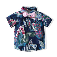 Load image into Gallery viewer, 2 Pieces Set Baby Kid Boys Tropical Shirts And Solid Color Shorts Wholesale 230308302
