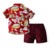 Load image into Gallery viewer, 2 Pieces Set Baby Kid Boys Tropical Shirts And Solid Color Shorts Wholesale 230308302
