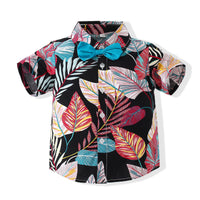 Load image into Gallery viewer, 2 Pieces Set Baby Kid Boys Plant Print Shirts And Ripped Shorts Wholesale 230308306
