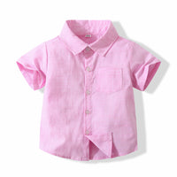 Load image into Gallery viewer, 2 Pieces Set Baby Kid Boys Dressy Solid Color Shirts And Rompers Wholesale 230308307
