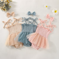Load image into Gallery viewer, Baby Girls Solid Color Lace Rompers Wholesale 230308310
