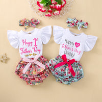 Load image into Gallery viewer, 2 Pieces Set Baby Girls Letters Tops And Bow Shorts Wholesale 230308317
