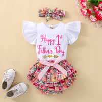 Load image into Gallery viewer, 2 Pieces Set Baby Girls Letters Tops And Bow Shorts Wholesale 230308317
