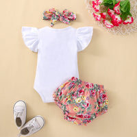 Load image into Gallery viewer, 2 Pieces Set Baby Girls Letters Tops And Bow Shorts Wholesale 230308317
