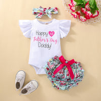 Load image into Gallery viewer, 2 Pieces Set Baby Girls Letters Tops And Bow Shorts Wholesale 230308317
