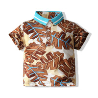 Load image into Gallery viewer, 2 Pieces Set Baby Kid Boys Plant Print Polo Shirts And Solid Color Shorts Wholesale 230308321

