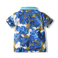 Load image into Gallery viewer, 2 Pieces Set Baby Kid Boys Plant Print Polo Shirts And Solid Color Shorts Wholesale 230308321
