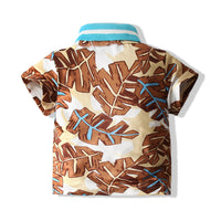 Load image into Gallery viewer, 2 Pieces Set Baby Kid Boys Plant Print Polo Shirts And Solid Color Shorts Wholesale 230308321
