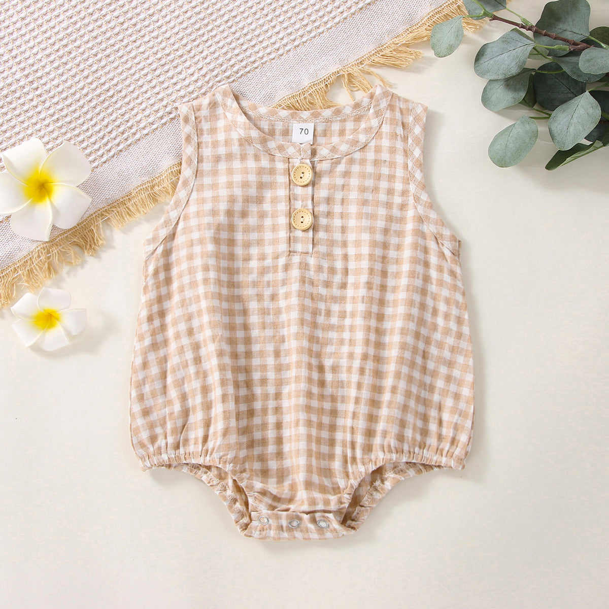 Baby Girls Checked Rompers Wholesale 230308323