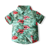 Load image into Gallery viewer, 2 Pieces Set Baby Kid Boys Flower Print Shirts And Plant Shorts Wholesale 230308327
