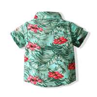 Load image into Gallery viewer, 2 Pieces Set Baby Kid Boys Flower Print Shirts And Plant Shorts Wholesale 230308327
