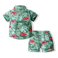 Load image into Gallery viewer, 2 Pieces Set Baby Kid Boys Flower Print Shirts And Plant Shorts Wholesale 230308327
