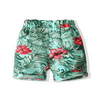 Load image into Gallery viewer, 2 Pieces Set Baby Kid Boys Flower Print Shirts And Plant Shorts Wholesale 230308327
