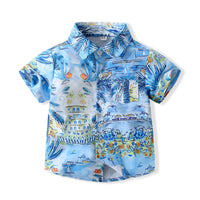 Load image into Gallery viewer, 2 Pieces Set Baby Kid Boys Print Shirts And Solid Color Shorts Wholesale 230308328
