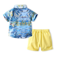 Load image into Gallery viewer, 2 Pieces Set Baby Kid Boys Print Shirts And Solid Color Shorts Wholesale 230308328

