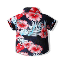 Load image into Gallery viewer, 2 Pieces Set Baby Kid Boys Flower Print Shirts And Solid Color Shorts Wholesale 230308331
