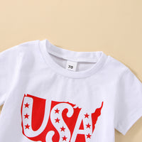 Load image into Gallery viewer, 2 Pieces Set Baby Girls Independence Day Letters Star T-Shirts And Tie Dye Shorts Wholesale 230308333
