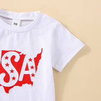 Load image into Gallery viewer, 2 Pieces Set Baby Girls Independence Day Letters Star T-Shirts And Tie Dye Shorts Wholesale 230308333
