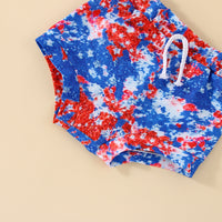 Load image into Gallery viewer, 2 Pieces Set Baby Girls Independence Day Letters Star T-Shirts And Tie Dye Shorts Wholesale 230308333
