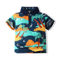 Load image into Gallery viewer, 2 Pieces Set Baby Kid Boys Tropical Shirts And Solid Color Shorts Wholesale 230308335
