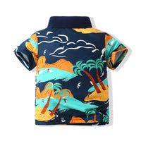 Load image into Gallery viewer, 2 Pieces Set Baby Kid Boys Tropical Shirts And Solid Color Shorts Wholesale 230308335
