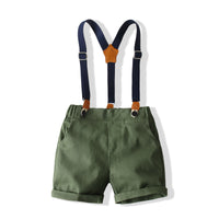 Load image into Gallery viewer, 2 Pieces Set Baby Kid Boys Birthday Party Striped Bow Shirts And Solid Color Rompers Wholesale 230308342
