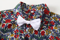 Load image into Gallery viewer, 2 Pieces Set Baby Kid Boys Birthday Party Flower Bow Print Shirts And Solid Color Rompers Wholesale 230308344
