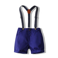 Load image into Gallery viewer, 2 Pieces Set Baby Kid Boys Birthday Party Flower Bow Print Shirts And Solid Color Rompers Wholesale 230308344
