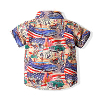 Load image into Gallery viewer, 2 Pieces Set Baby Kid Boys Car Cartoon Print Shirts And Solid Color Shorts Wholesale 230308346
