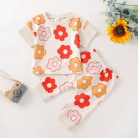 Load image into Gallery viewer, 2 Pieces Set Baby Girls Flower Print Tops And Pants Wholesale 230308355
