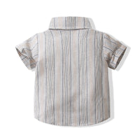 Load image into Gallery viewer, 2 Pieces Set Baby Kid Boys Dressy Striped Bow Shirts And Solid Color Rompers Wholesale 230308364
