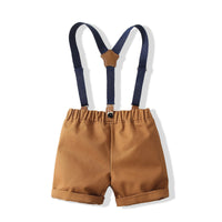 Load image into Gallery viewer, 2 Pieces Set Baby Kid Boys Dressy Striped Bow Shirts And Solid Color Rompers Wholesale 230308364
