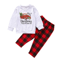Load image into Gallery viewer, 2 Pieces Set Baby Kid Unisex Car Print Hoodies Sweatshirts And Checked Pants Wholesale 230308368
