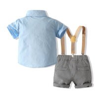 Load image into Gallery viewer, 2 Pieces Set Baby Kid Boys Bow Shirts And Checked Rompers Wholesale 230308376
