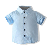 Load image into Gallery viewer, 2 Pieces Set Baby Kid Boys Bow Shirts And Checked Rompers Wholesale 230308376
